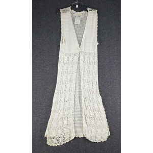 International Apparel Crocheted Cardigan Women Size M White Sleeveless Stains